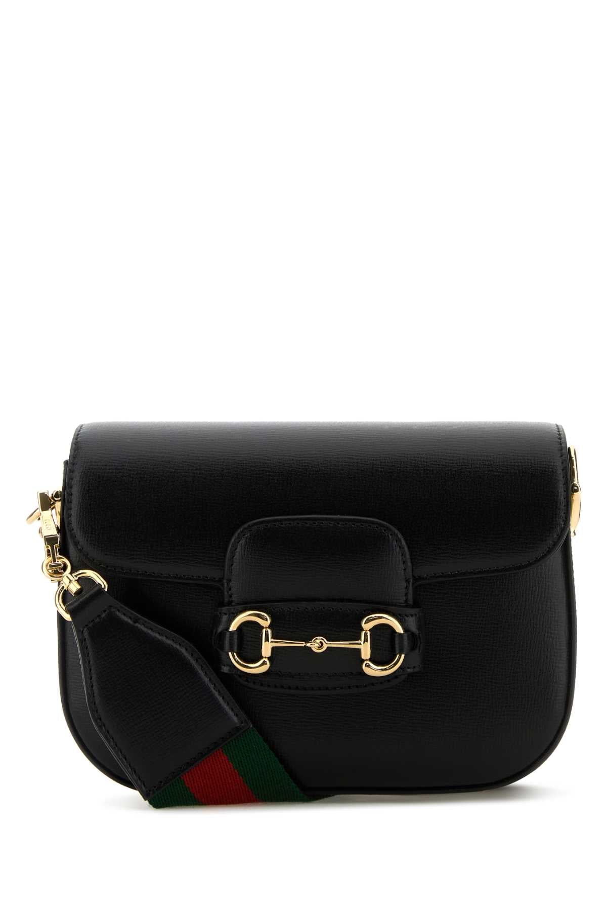 Gucci Women Black Leather Mini Horsebit 1955 Crossbody Bag
