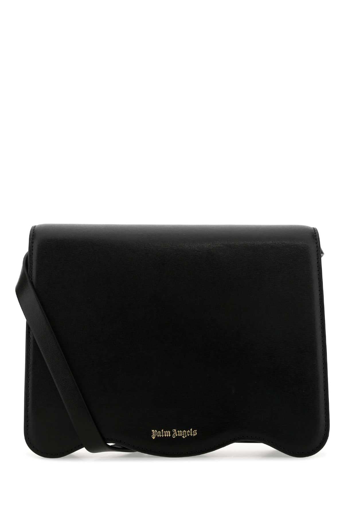Palm Angels Women Black Leather Palm Beach Crossbody Bag