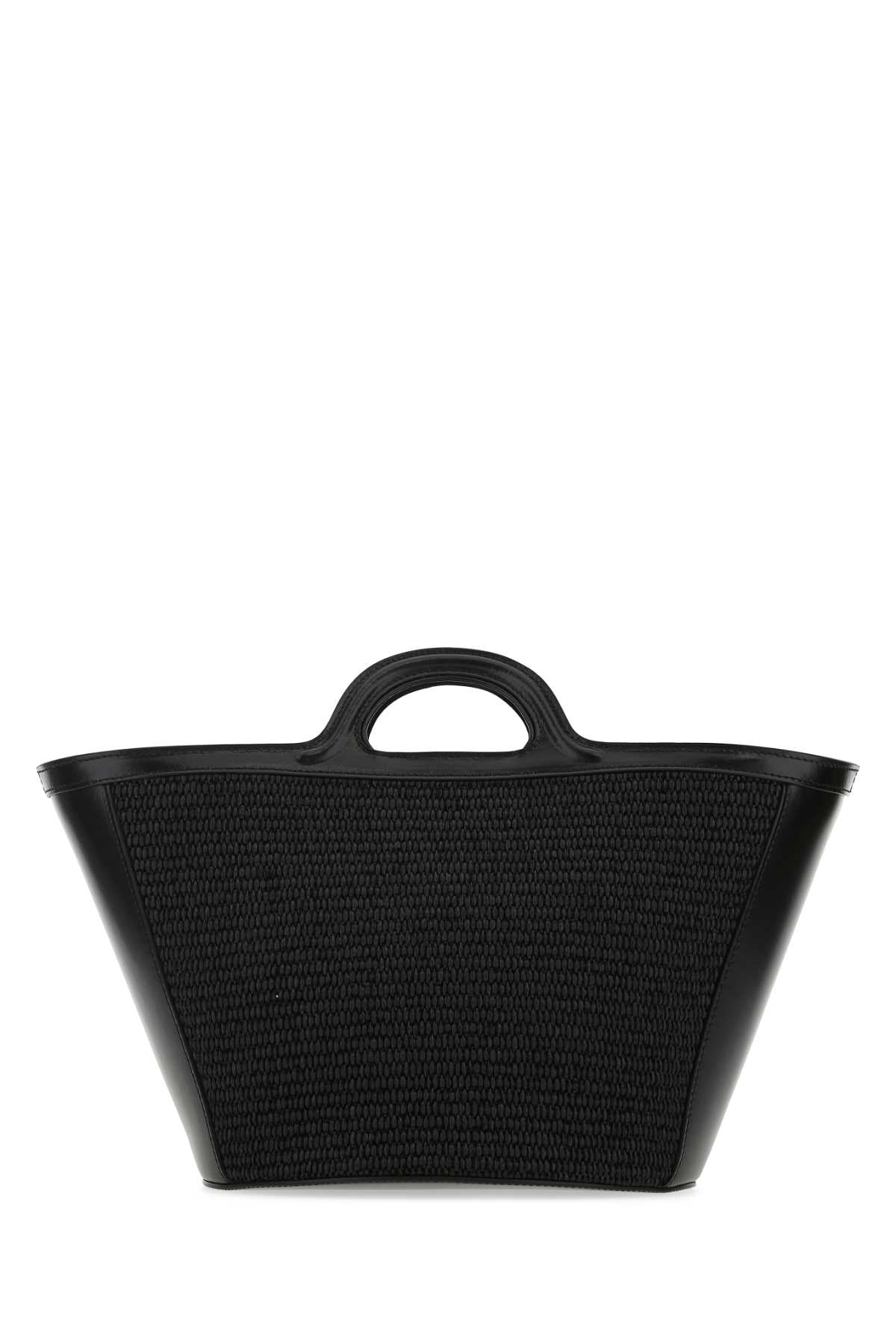 Marni Women Black Leather And Raffia Small Tropicalia Summer Handbag