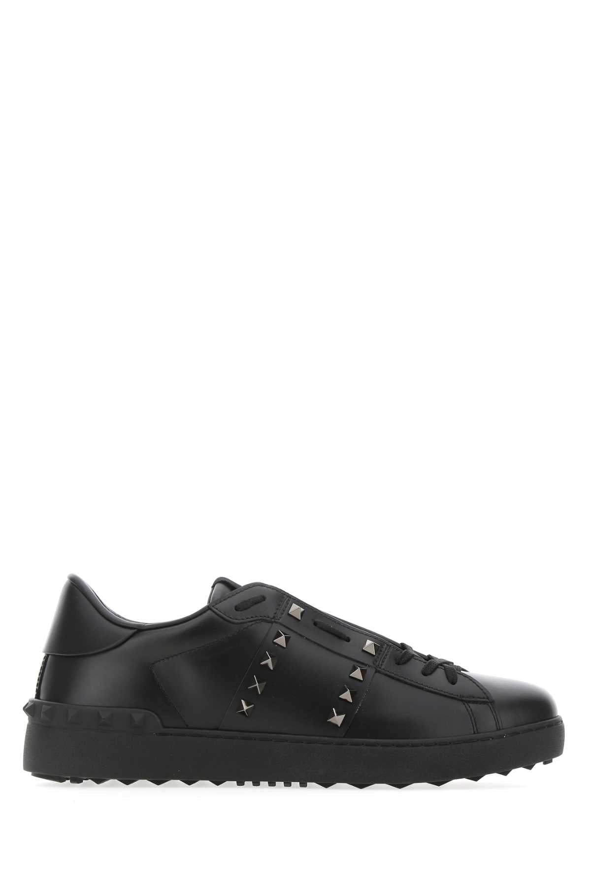 Valentino Garavani Men Black Leather Rockstud Untitled Sneakers