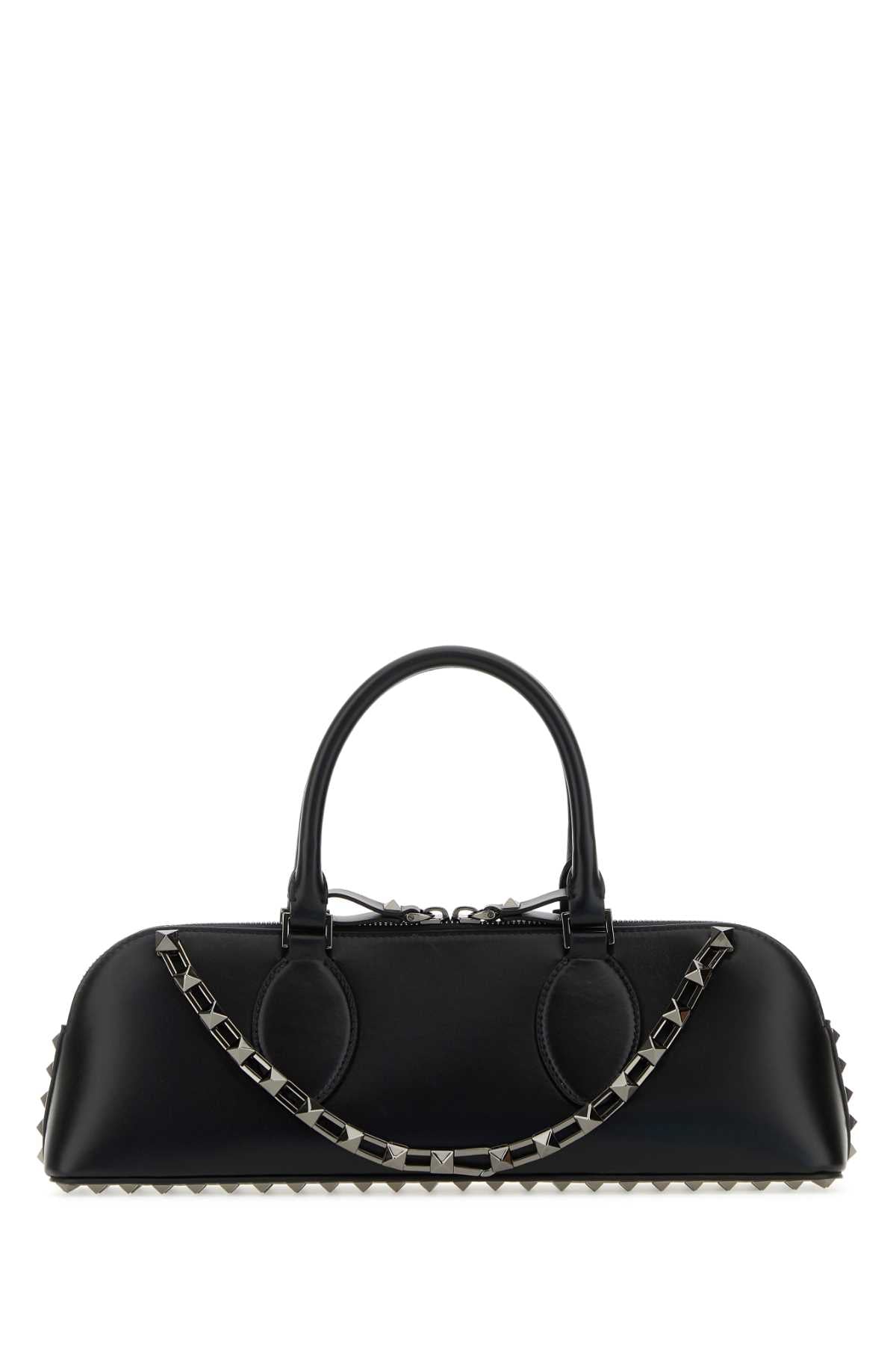 Valentino Garavani Women Black Leather Rockstud East-West Handbag