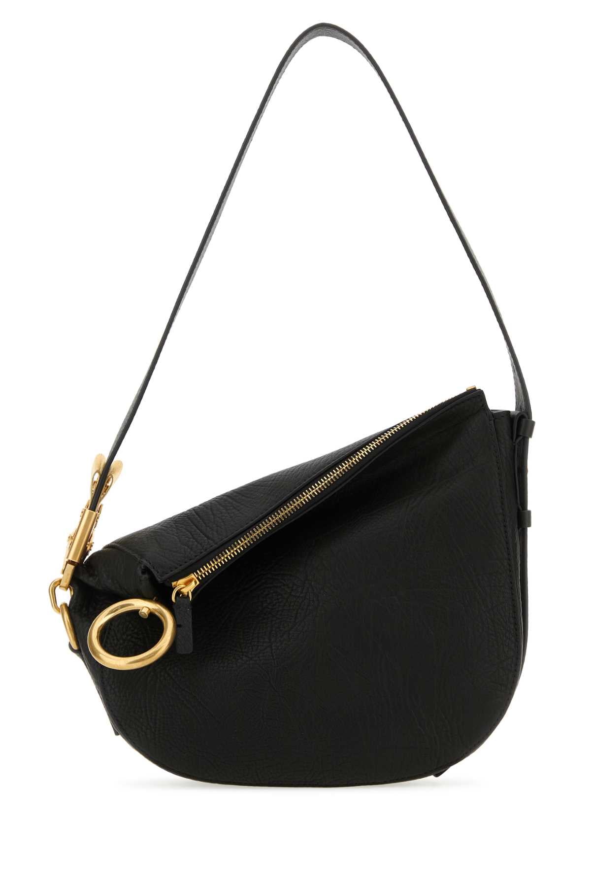 Burberry Women Black Leather Knight Small Shoulder Bag