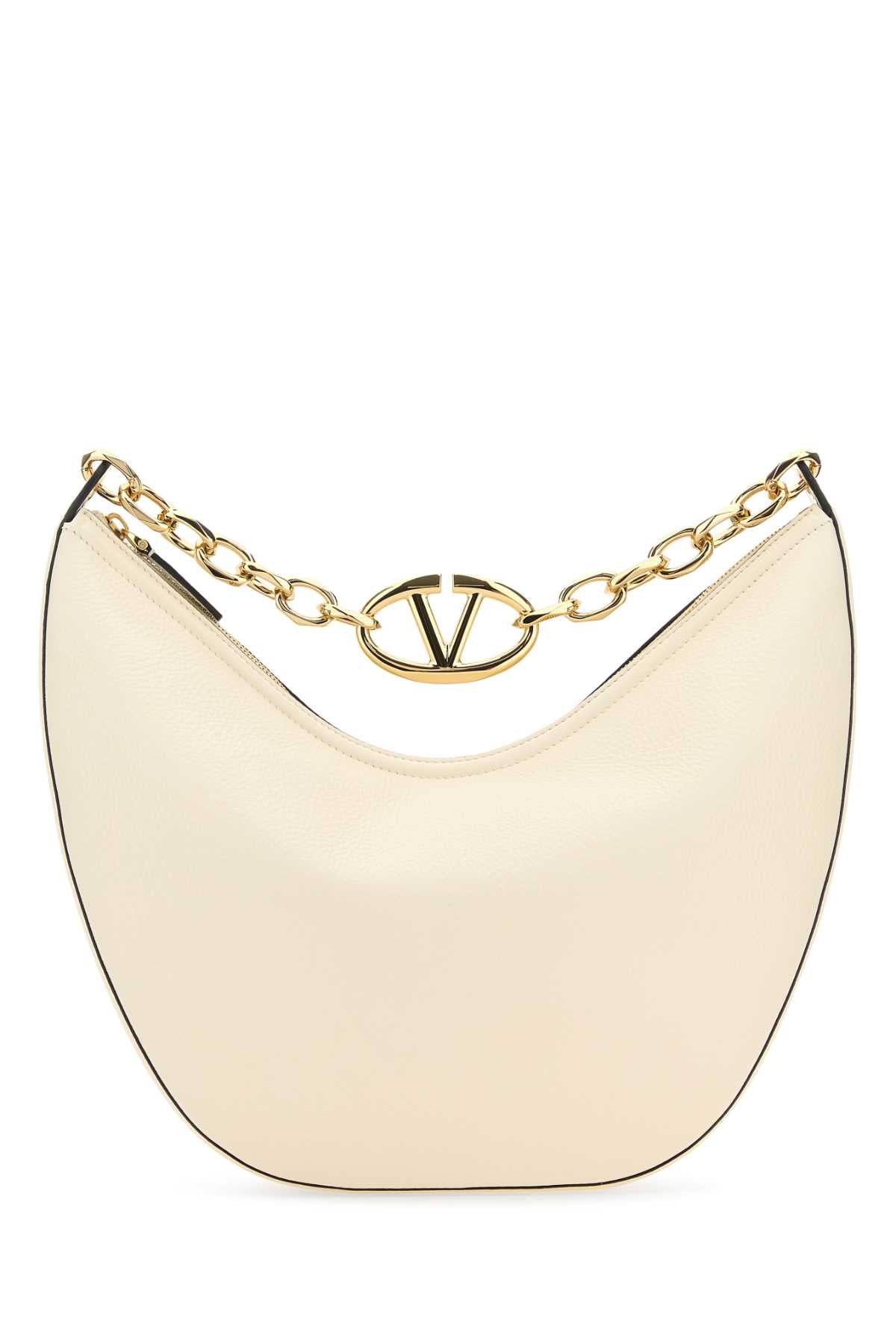 Valentino Garavani Women Ivory Leather Medium Hobo Vlogo Moon Shoulder Bag