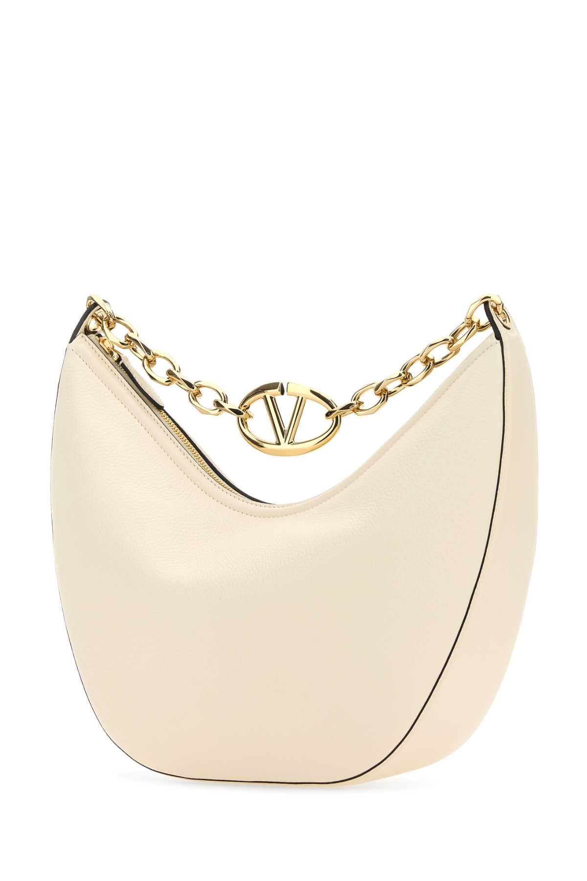 Valentino Garavani Women Ivory Leather Medium Hobo Vlogo Moon Shoulder Bag