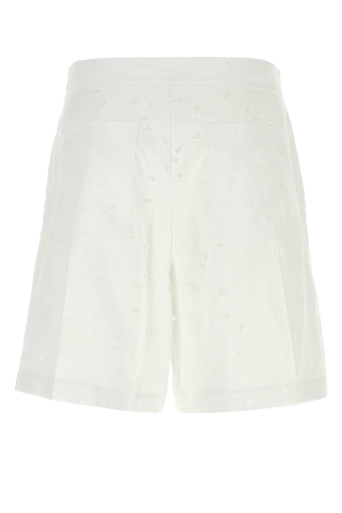 Valentino Garavani Men White Cotton Blend Bermuda Shorts