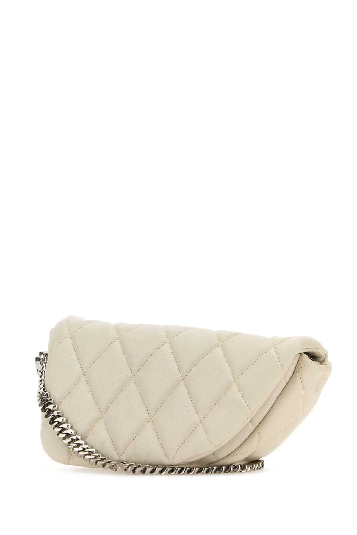 Burberry Women White Leather Shield Lock Shoulder Bag