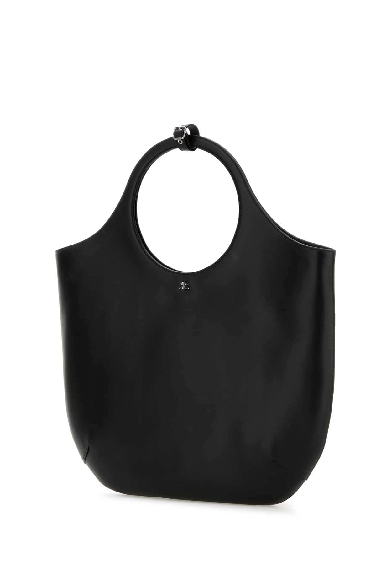 Courreges Women Black Leather Large Holy Handbag