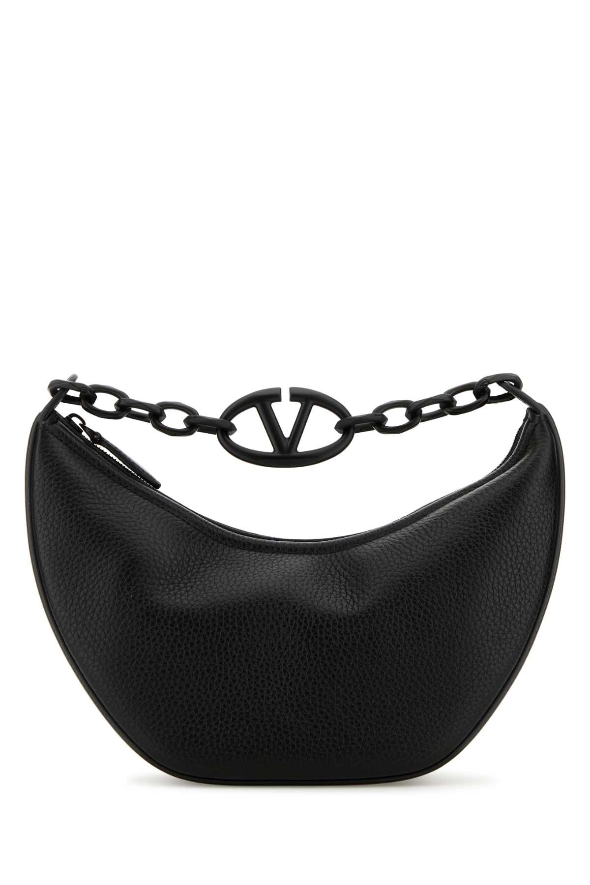 Valentino Garavani Women Black Leather Hobo Vlogo Moon Handbag