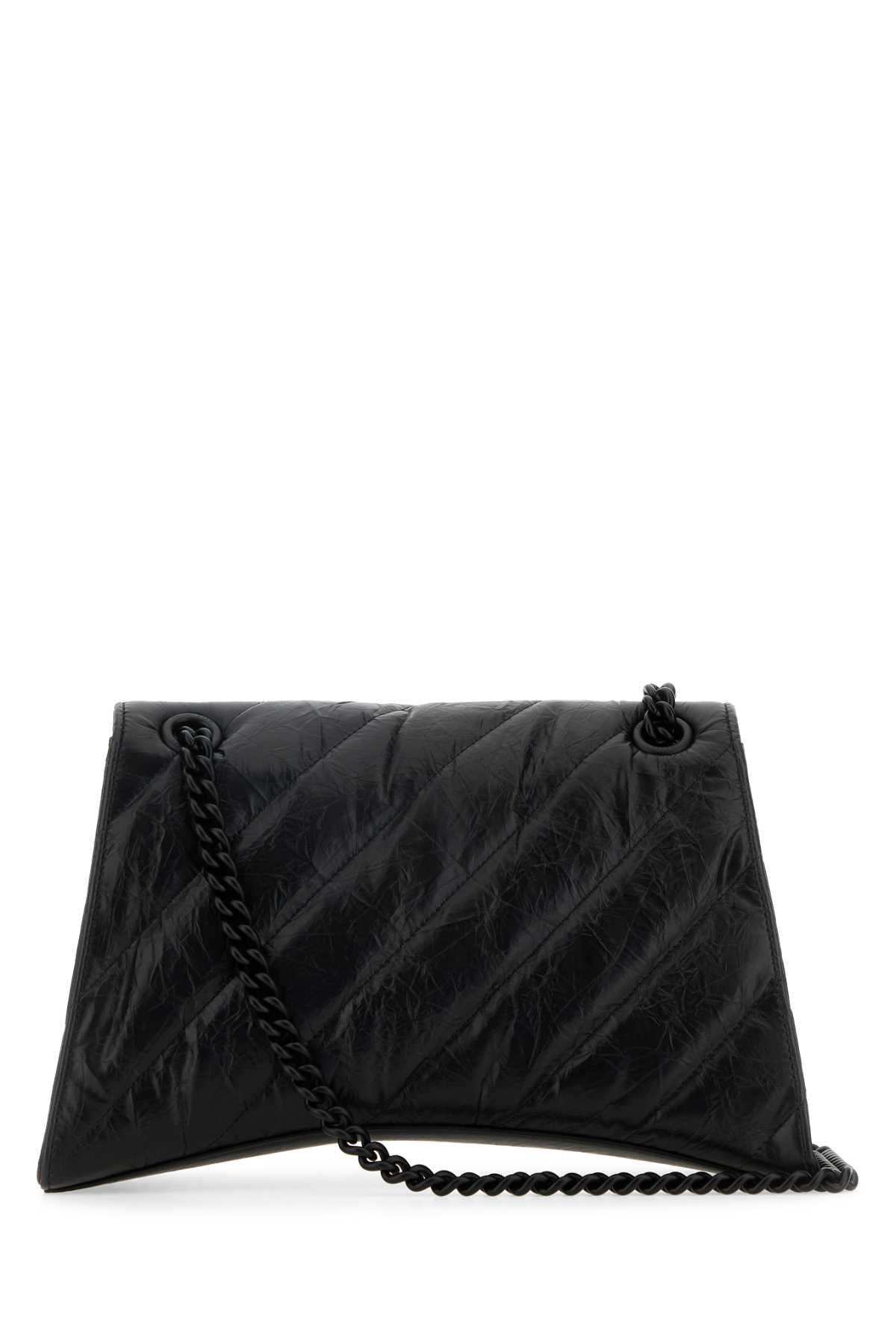 Balenciaga Women Black Leather Medium Crush Shoulder Bag