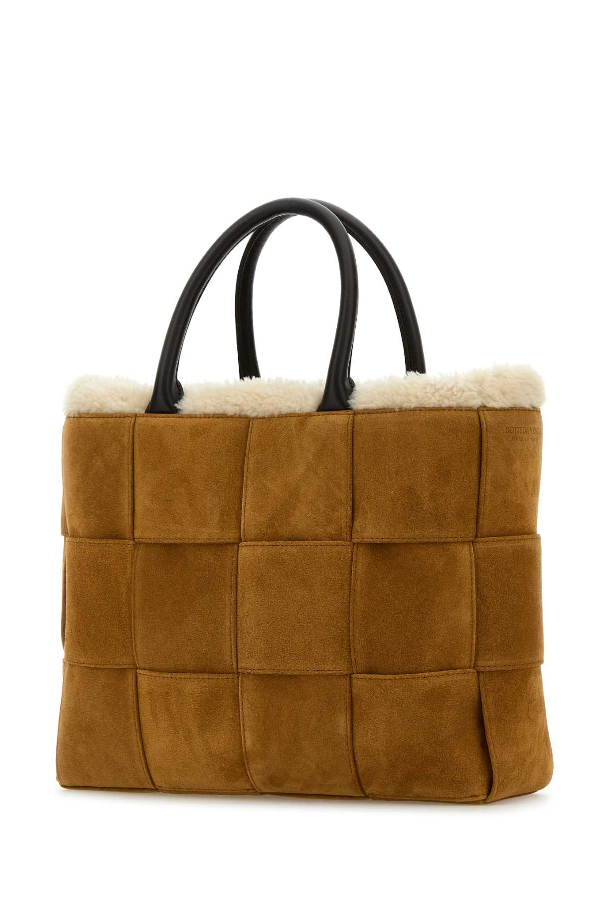 Bottega Veneta Men Camel Suede Small Arco Shopping Bag