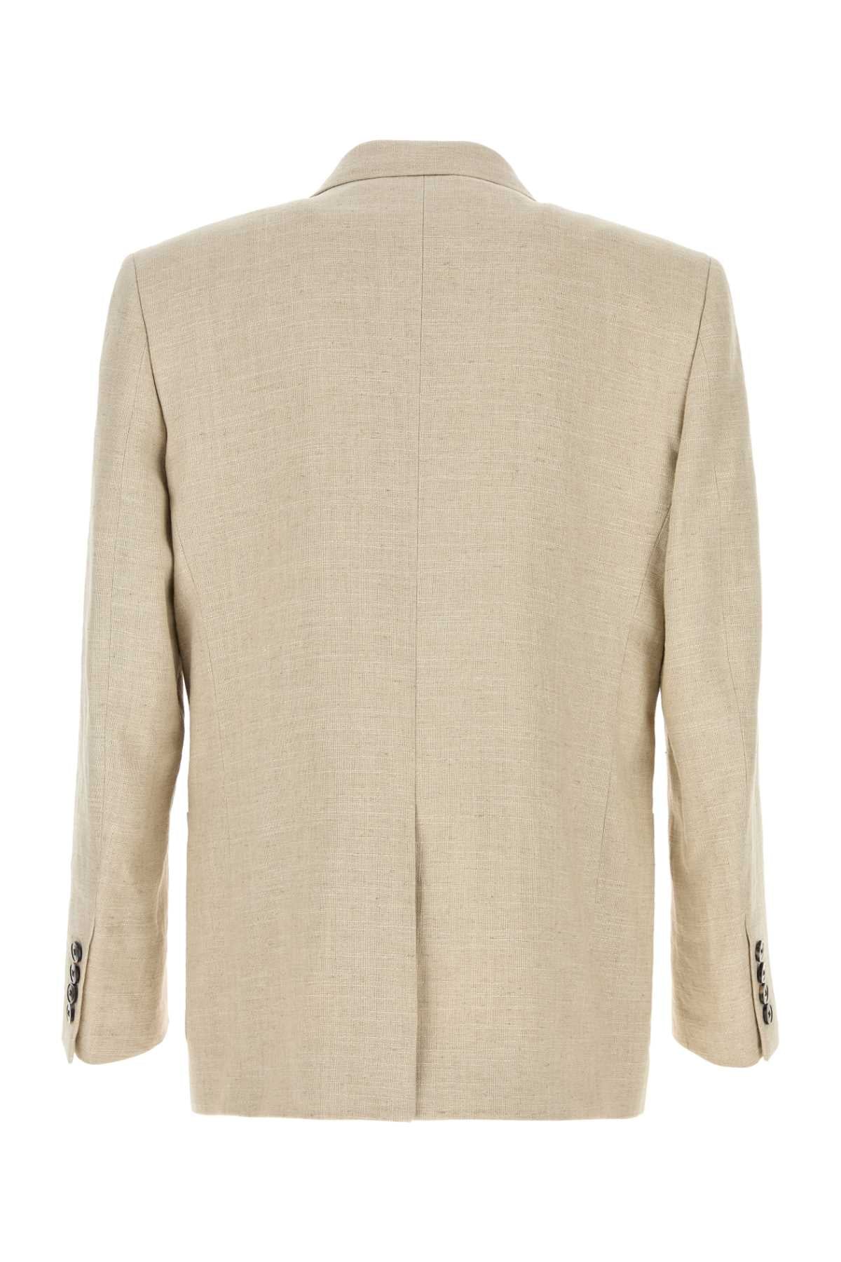 Valentino Garavani Men Beige Linen Blend Blazer