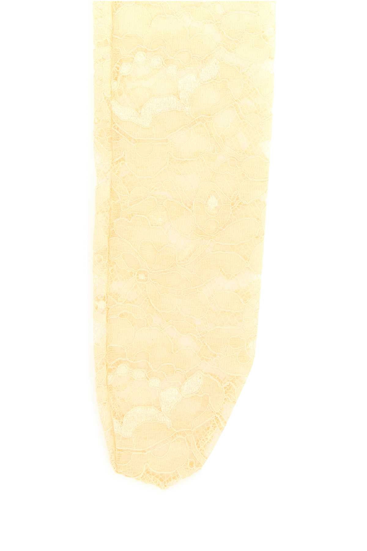Valentino Garavani Women Cream Stretch Lace Socks
