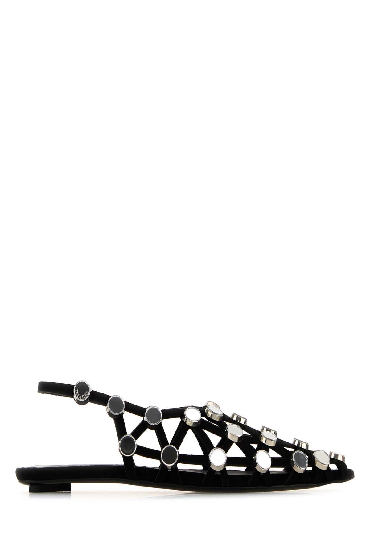 The Attico Women Black Suede Grid Ballerinas
