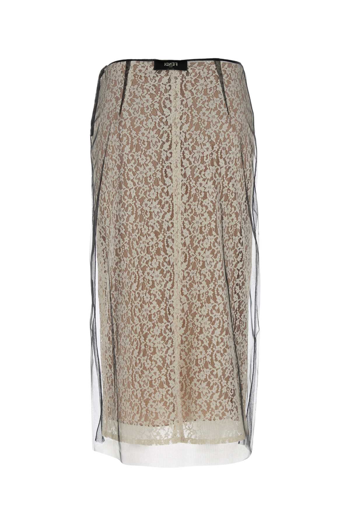 Fendi Women Black Lace Skirt