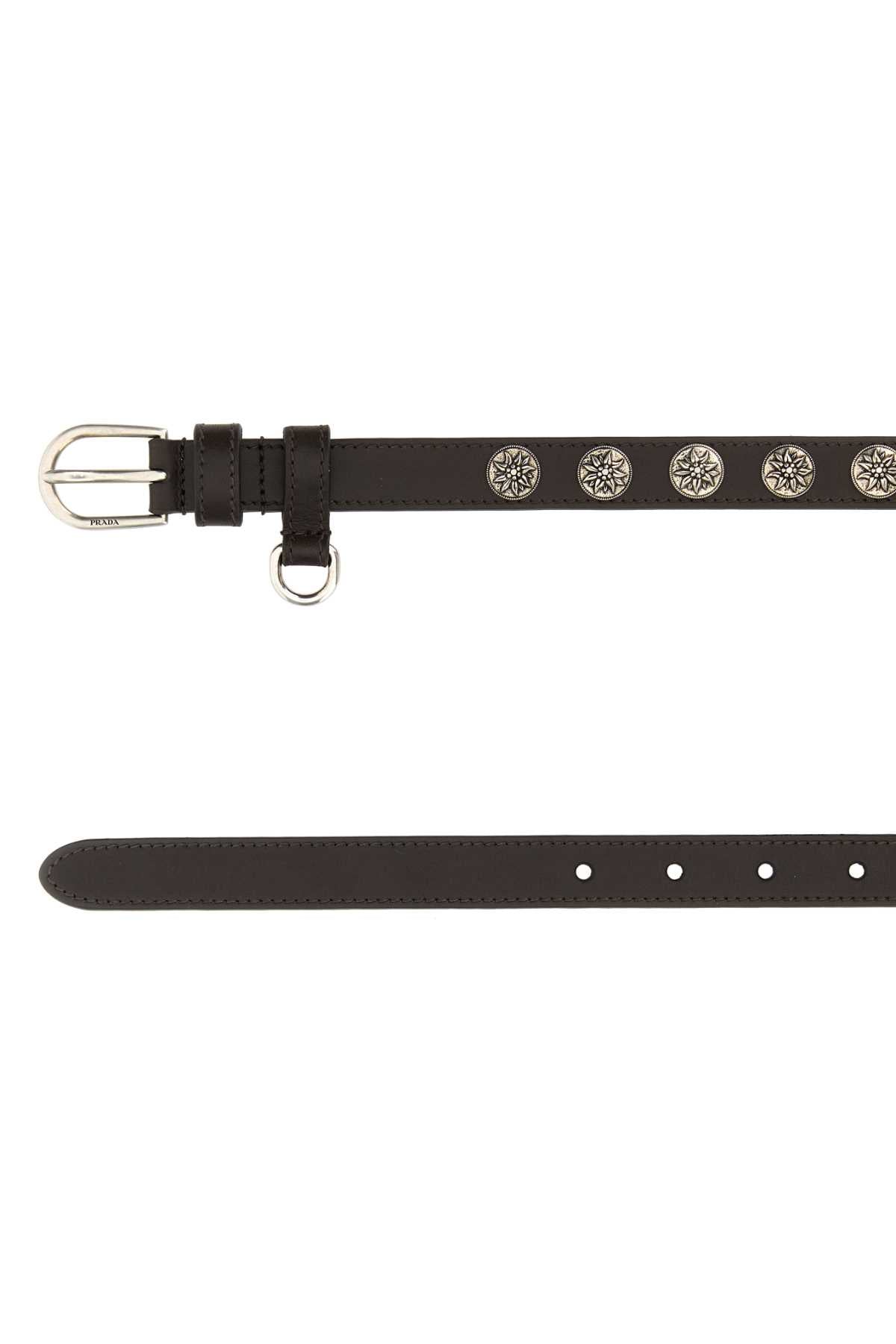 Prada Women Chocolate Leather Belt