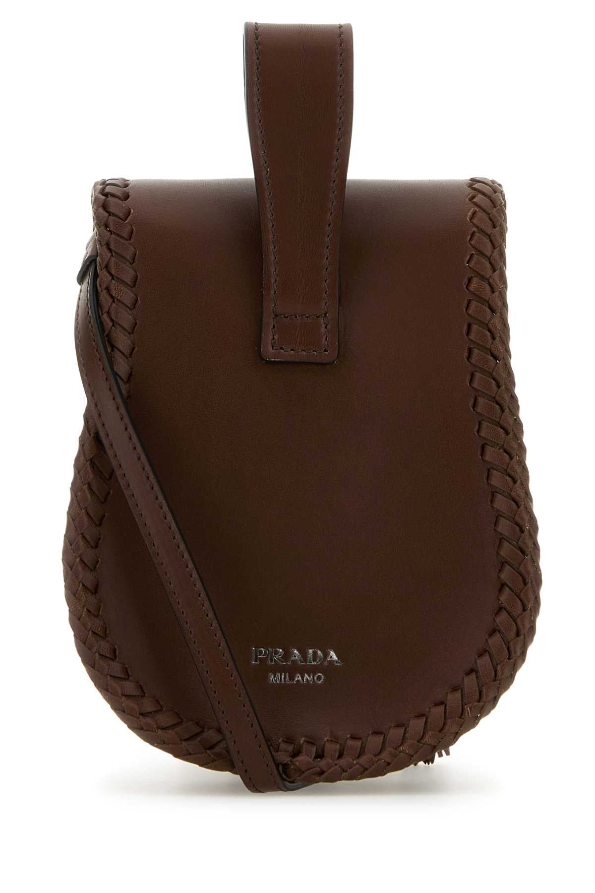 Prada Women Brown Leather Crossbody Bag