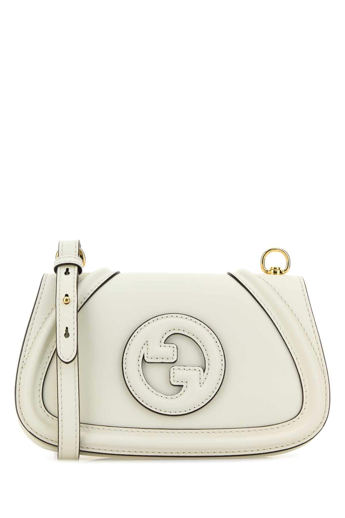 Gucci Women Ivory Leather Small Gucci Blondie Crossbody Bag
