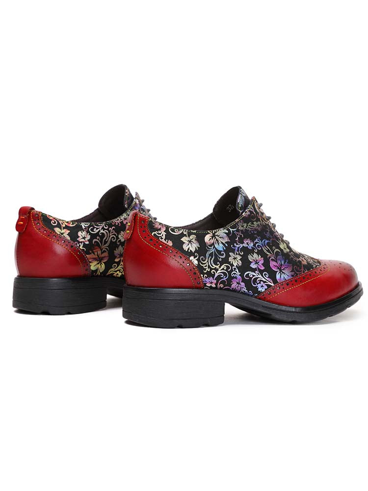 Karter Flower Handmade Brogue Flat Shoes
