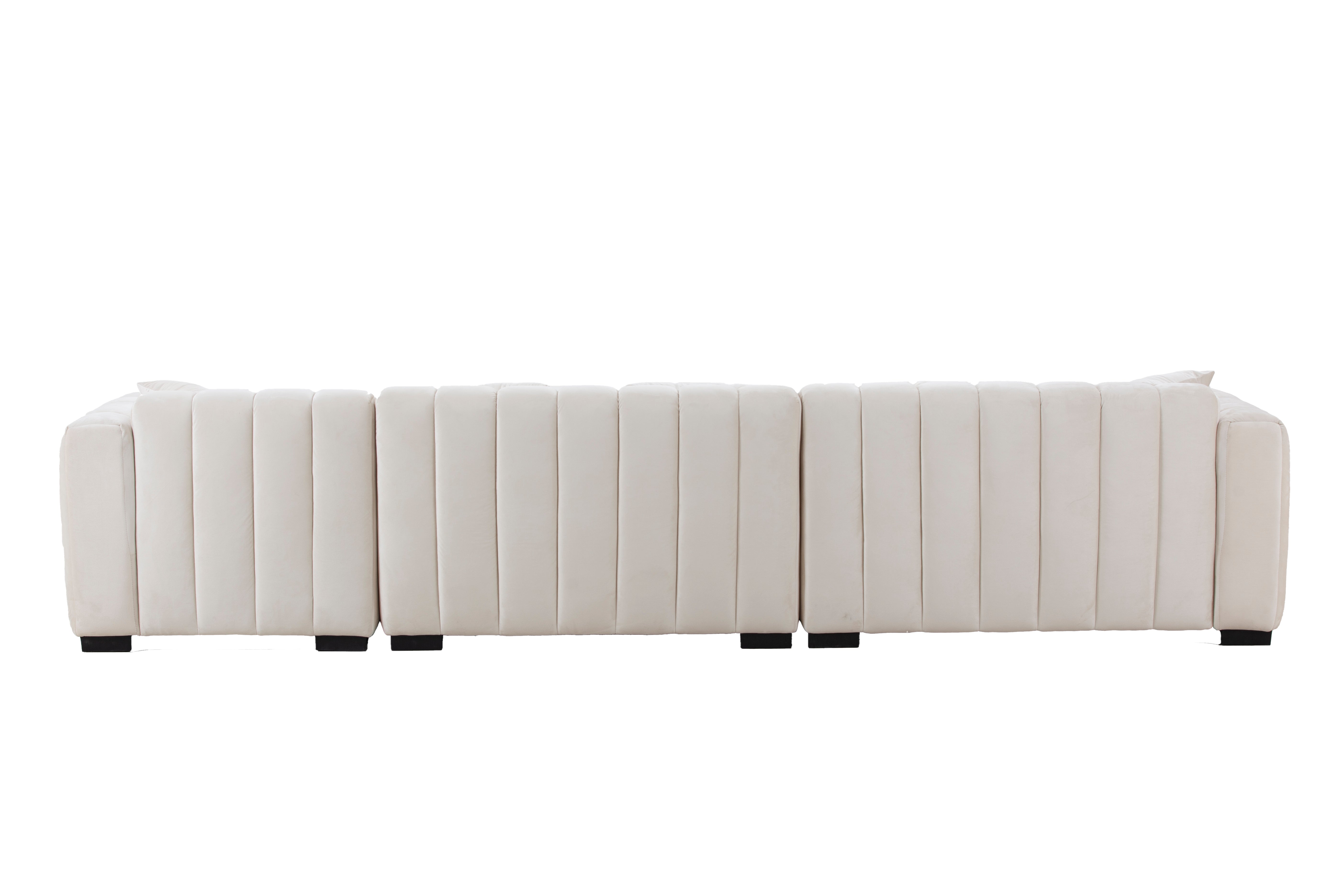 L-Shape Sectional Sofa with Deep Tufted Velvet Upholstered Right Chaise