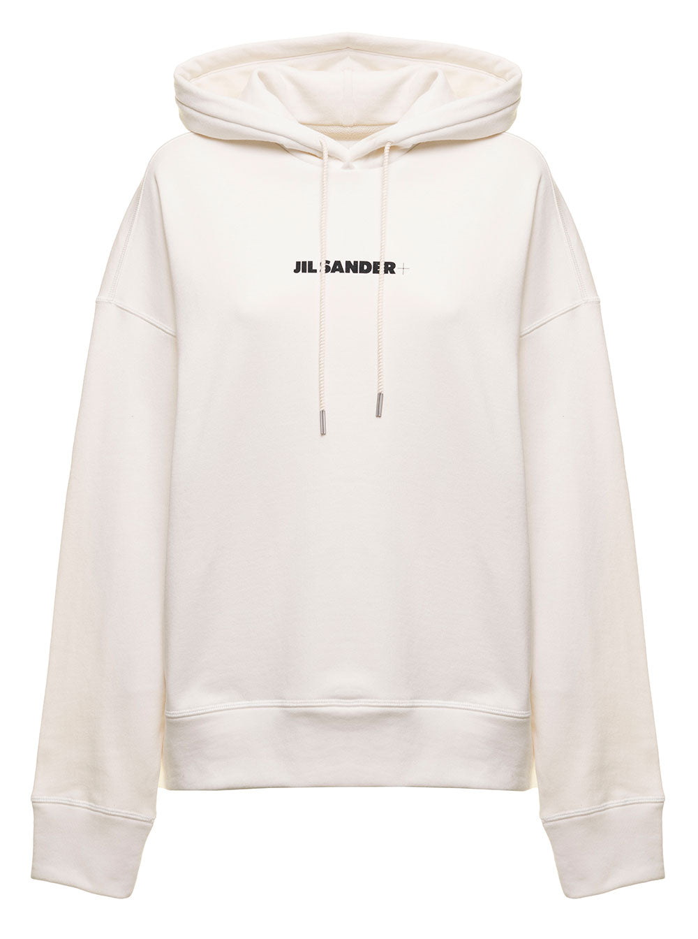 Jil Sander Women Jil Sander Woman's White Cotton Hoodie With Logo Print