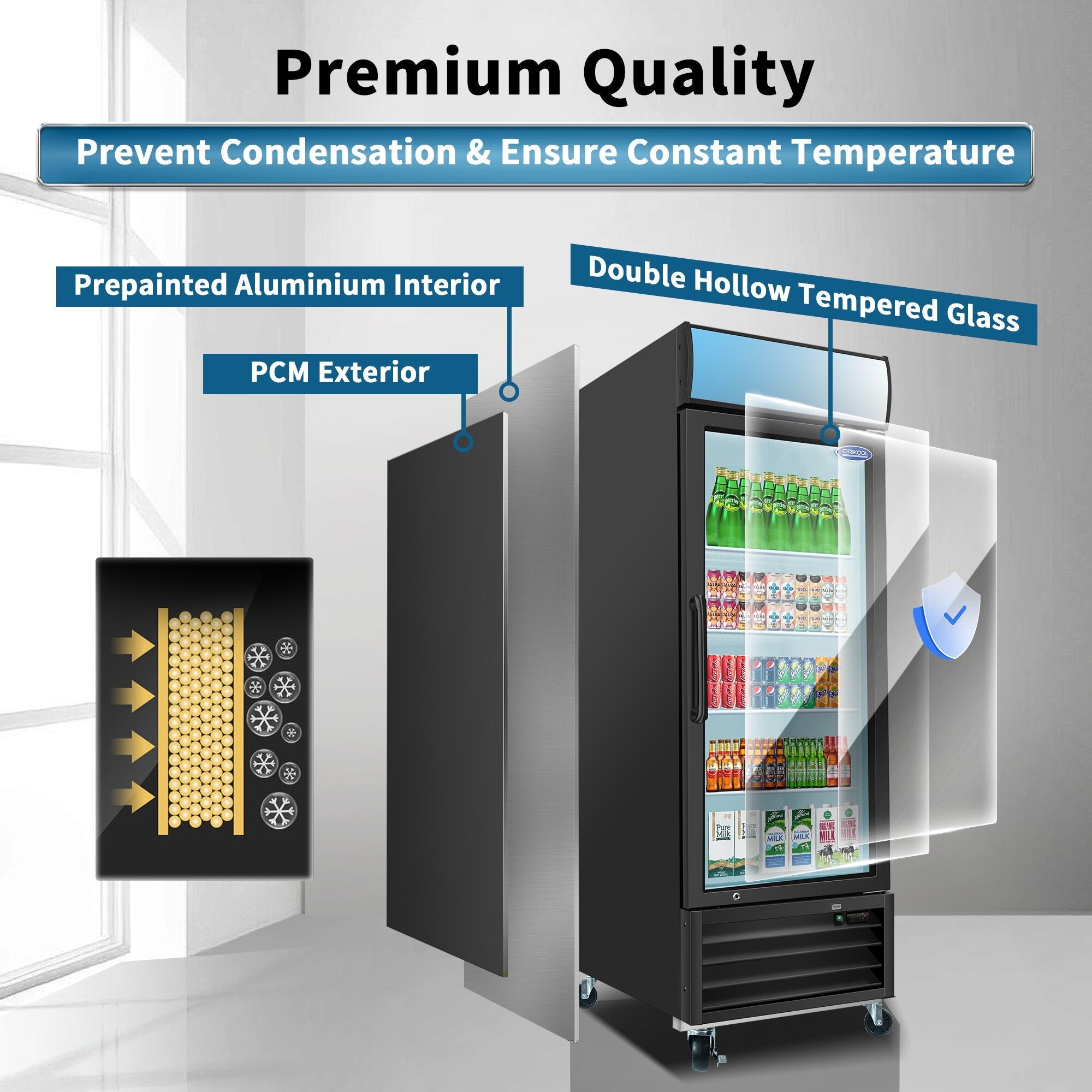 ORIKOOL Glass Door Merchandiser Refrigerator