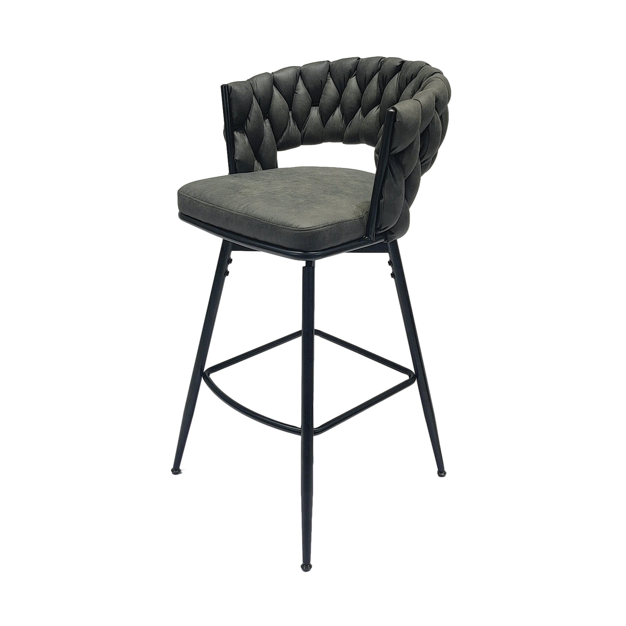 28" Technical Leather Woven Bar Stool Set of 2