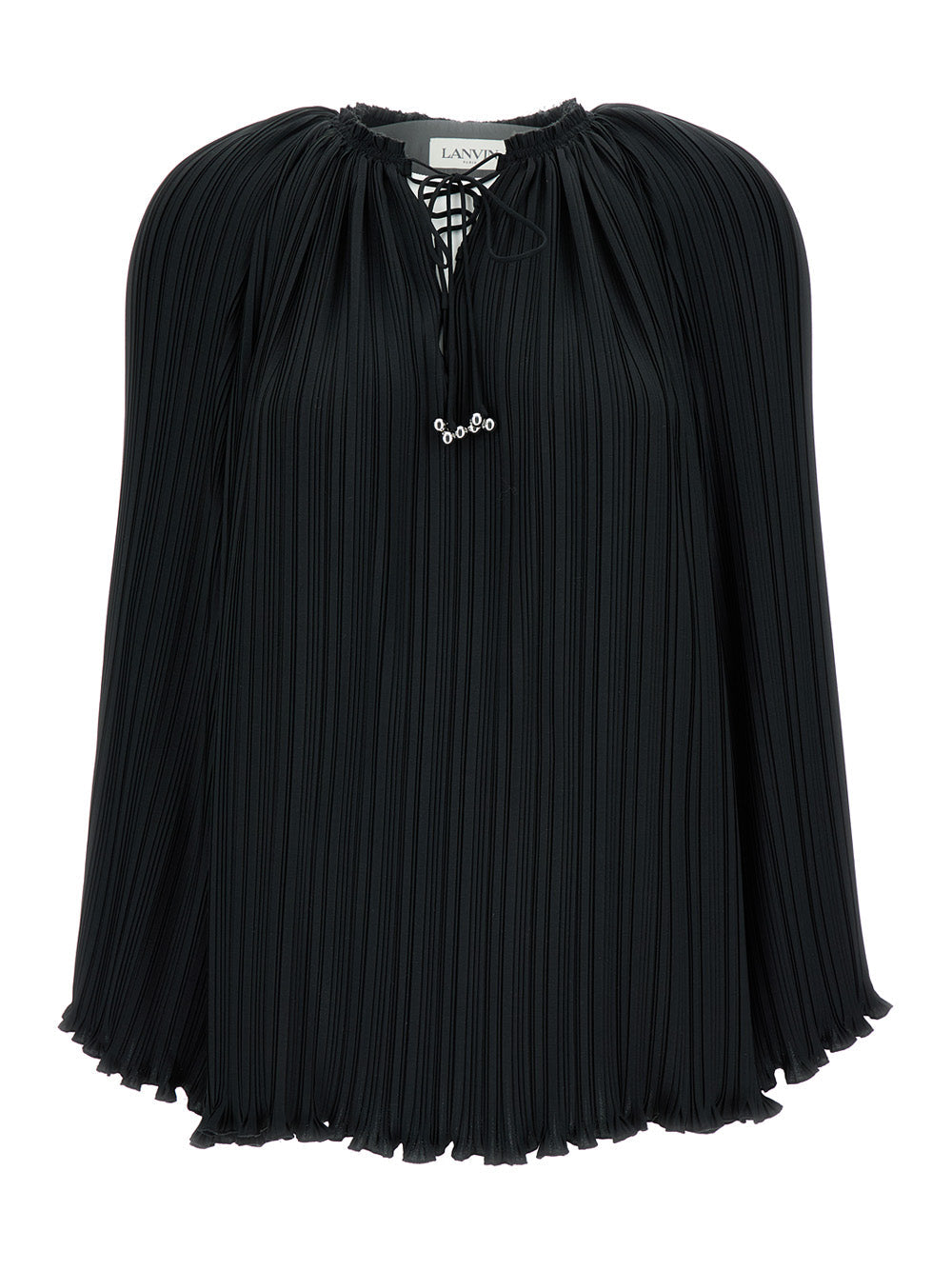 Lanvin Women Long Sleeve Pleated Blouse Open Neck
