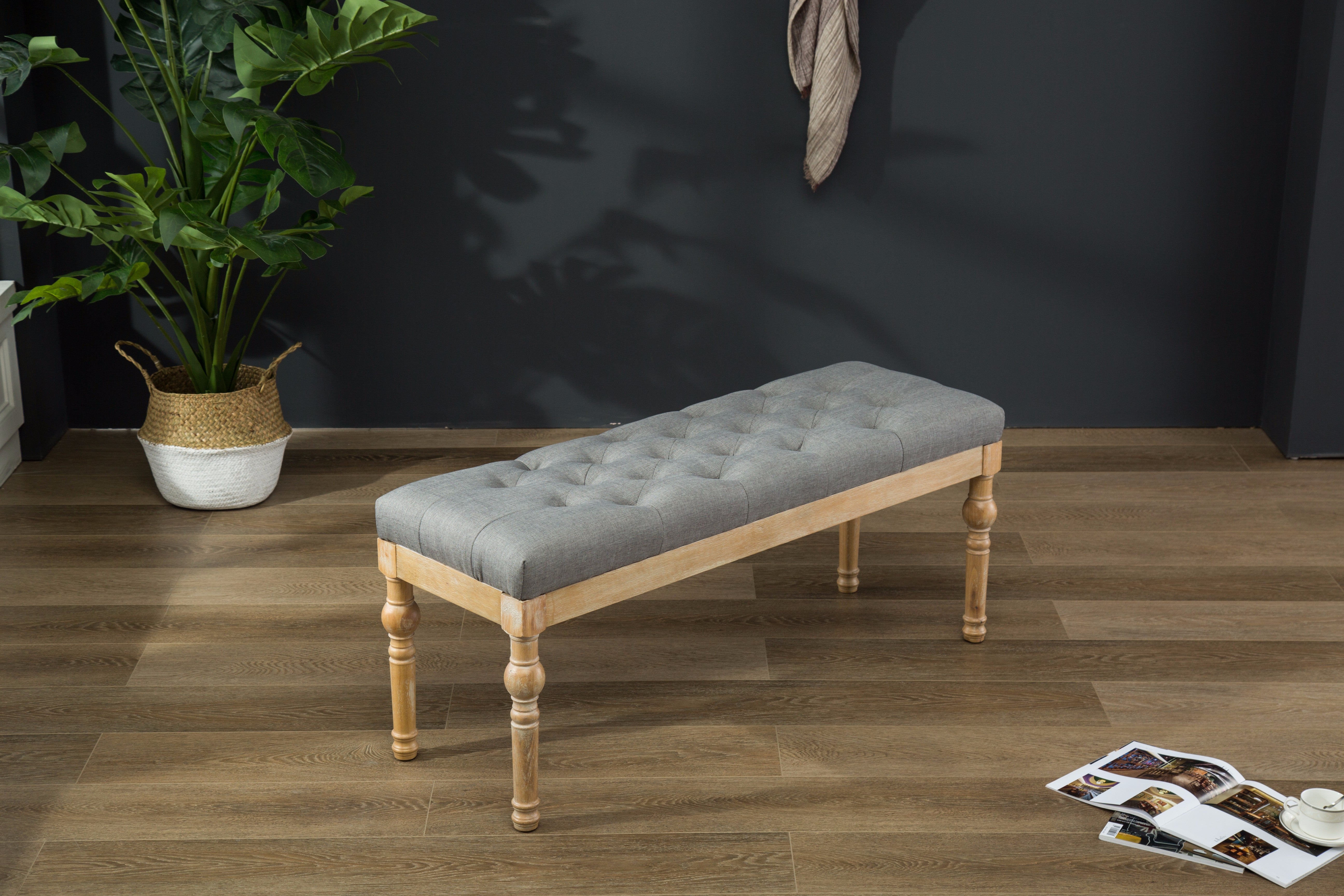 Habit Solid Wood Button Tufted Dining Bench