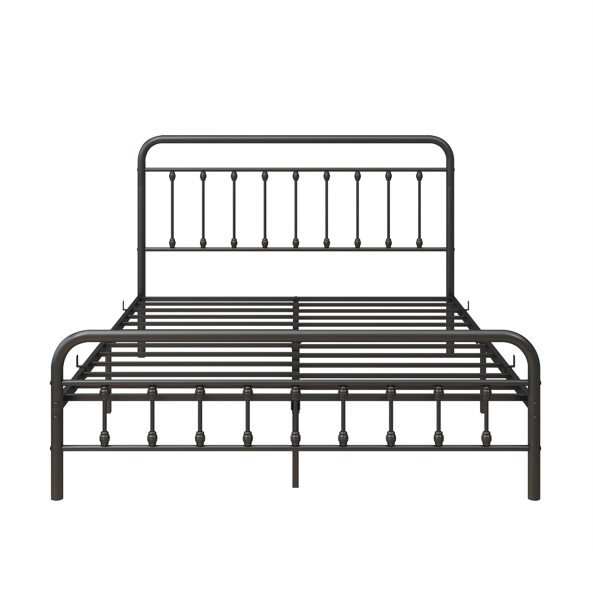 Metal Platform Bed Frame with Victorian Style Headboard