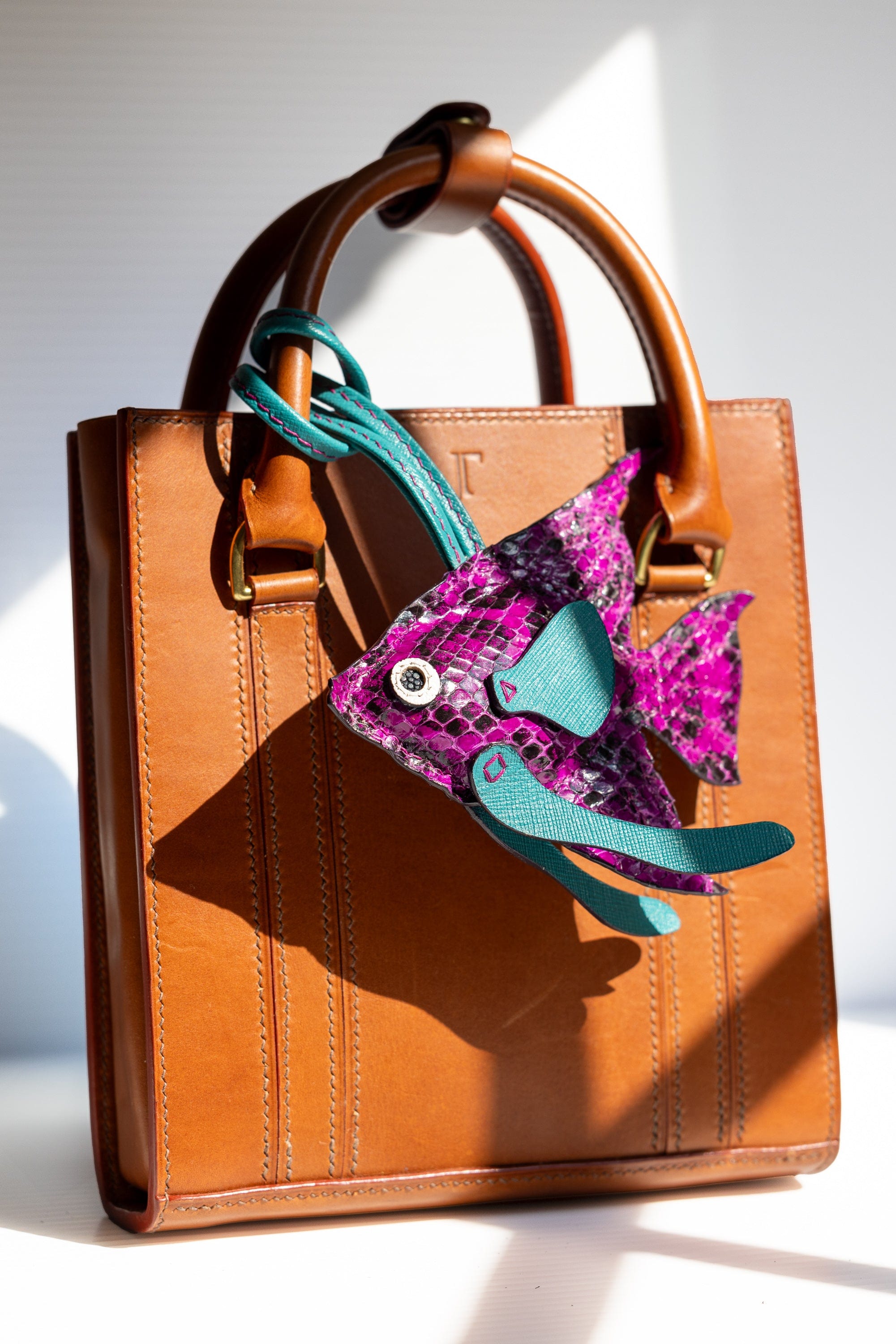 Fish Girl Summer Handbag Charm - Glazed Magenta Anaconda
