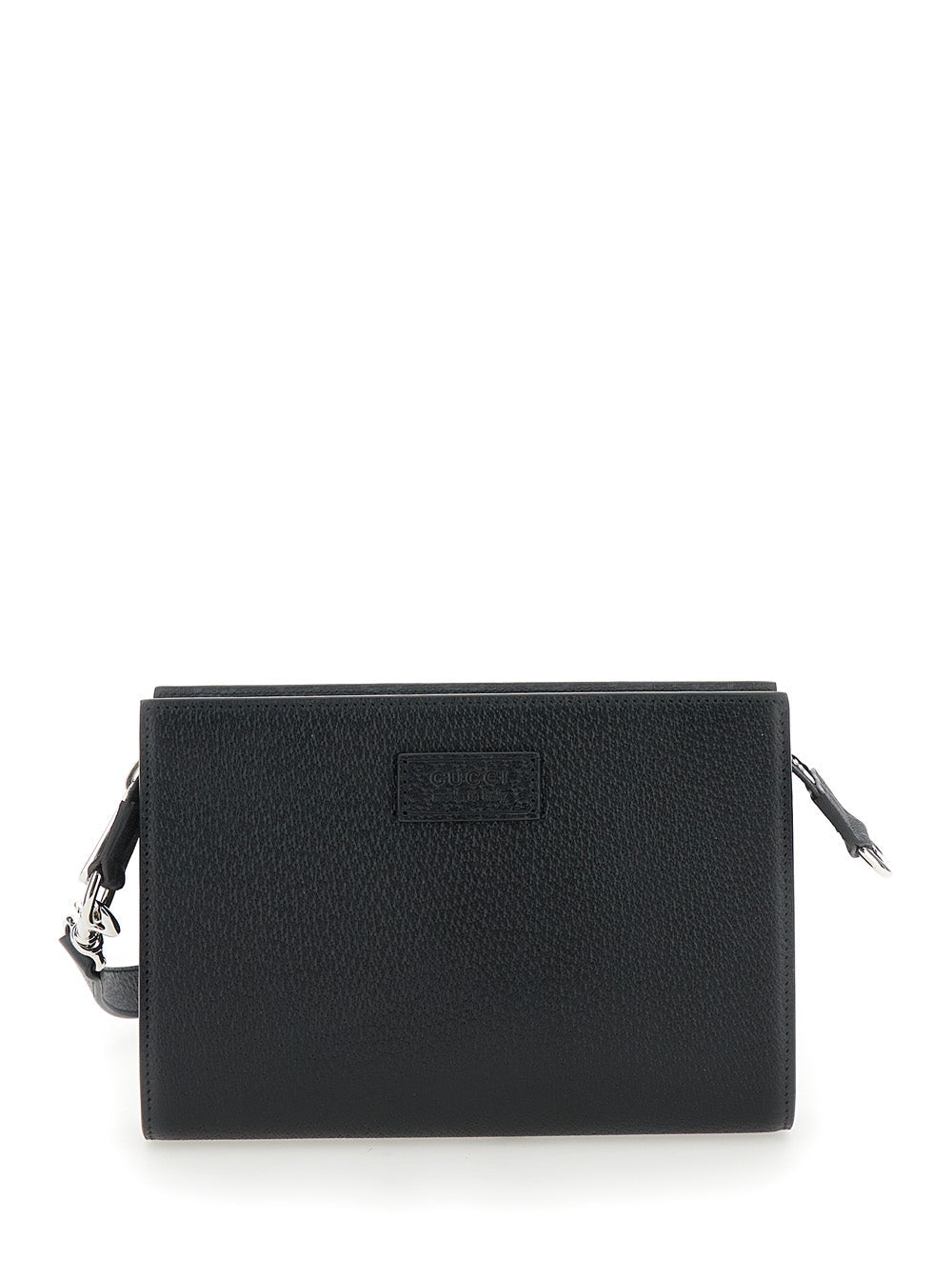 Gucci Men Super Mini Crossbody Bag With Logo Patch In Leather Man