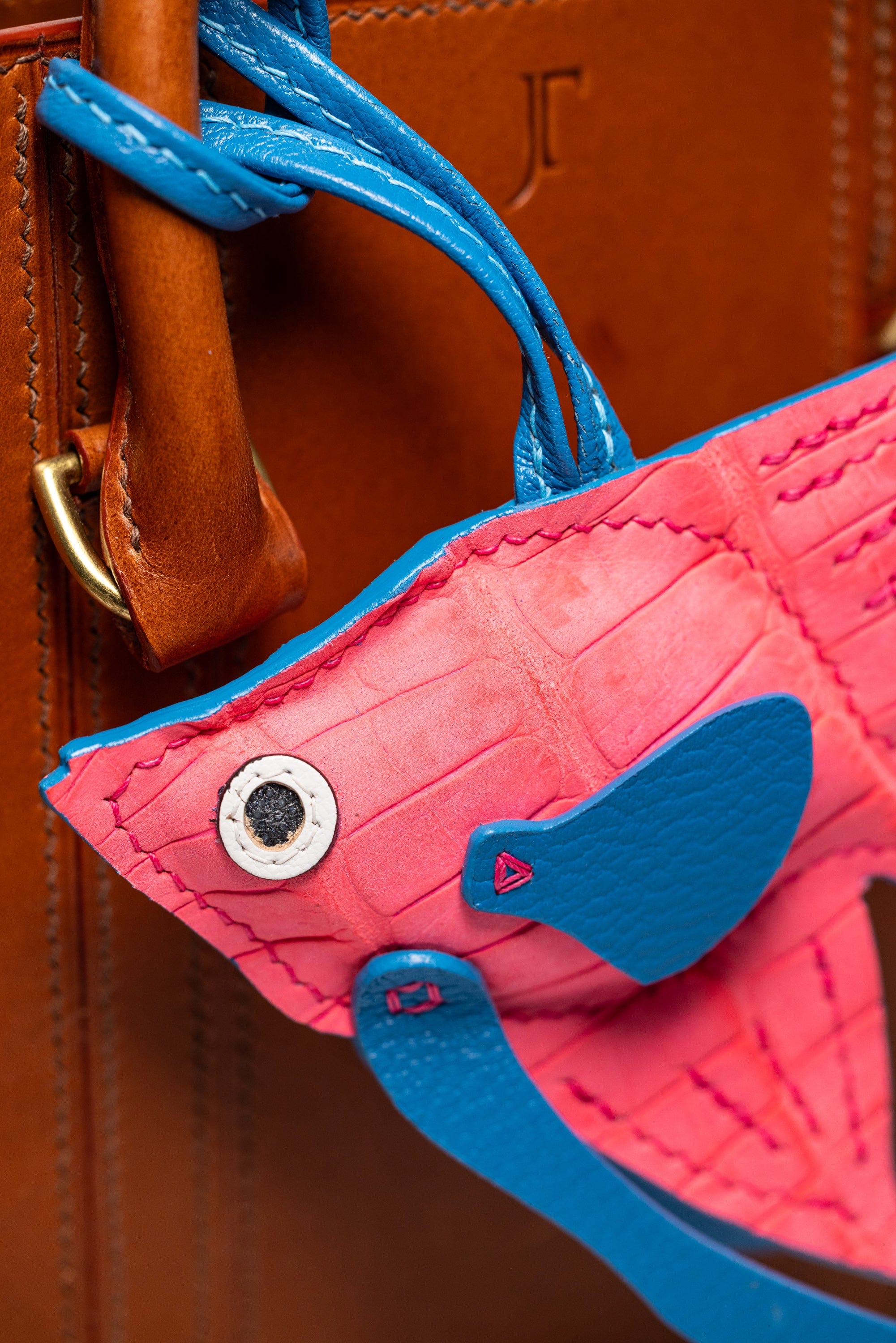 Fish Girl Summer Handbag Charm - Pink Suede Alligator