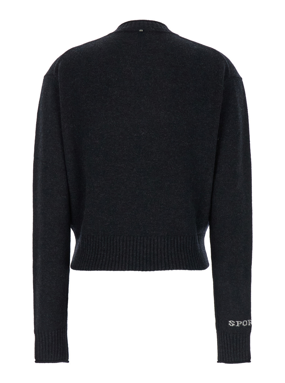 Sportmax Women 'Agadir' Black Crewneck Sweater With Logo Lettering On The Sleeve In Wool And Cashmere Woman