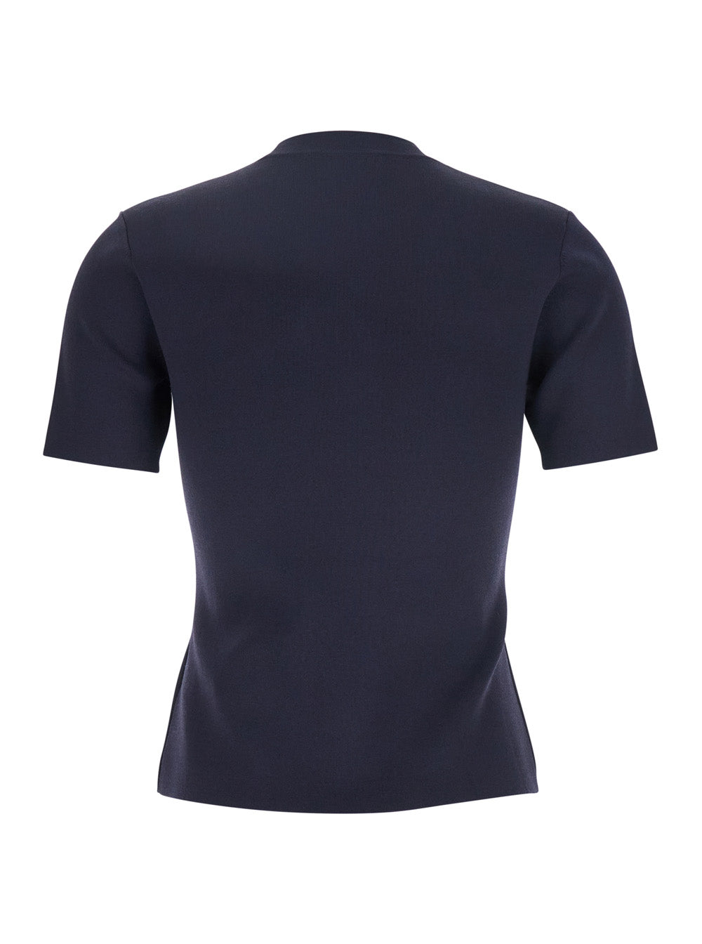 Max Mara Women Blue Crewneck T-Shirt With Tonal Logo Lettering On The Front In Viscose Blend Woman