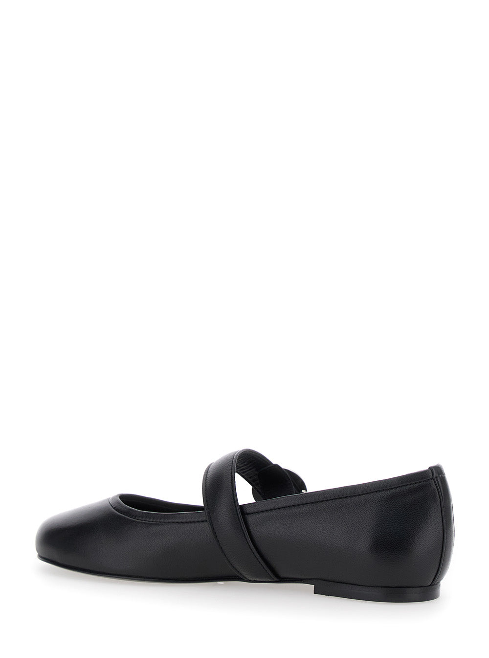 Coperni Women Black Ballerinas With Metallic Logo And Strap In Smooth Leather Woman