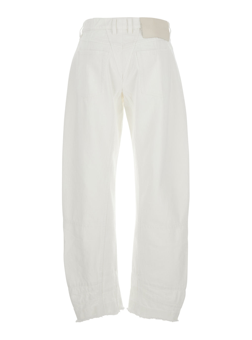 Jil Sander Women White Jeans With Logo Patch On The Rear And Fringed Hem In Denim Woman