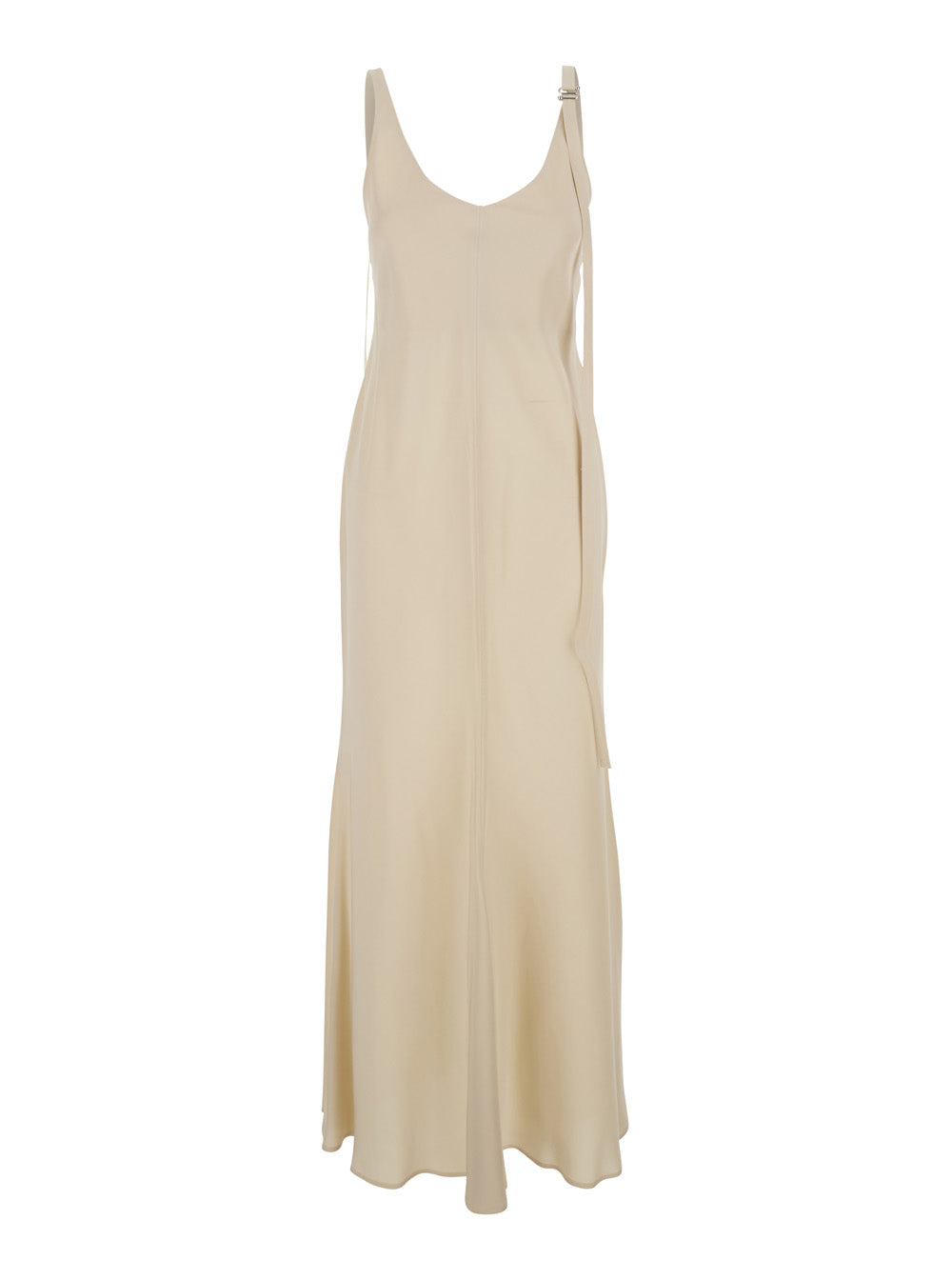 Sportmax Women 'Unione' Beige Long Dress With V-Neck And Adjustable Straps In Viscose Woman