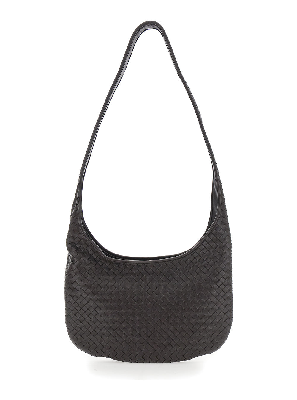 Bottega Veneta Men Brown Crossbody Bag With Top Zip Closure And Intreccio Motif In Leather For Men