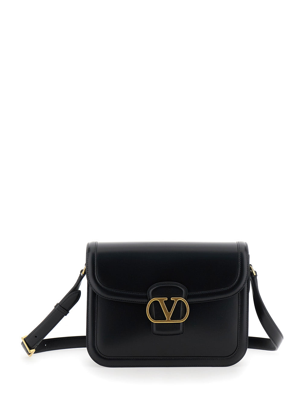 Valentino Garavani Men Black Shoulder Bag With Vlogo Detail On The Front In Leather Man