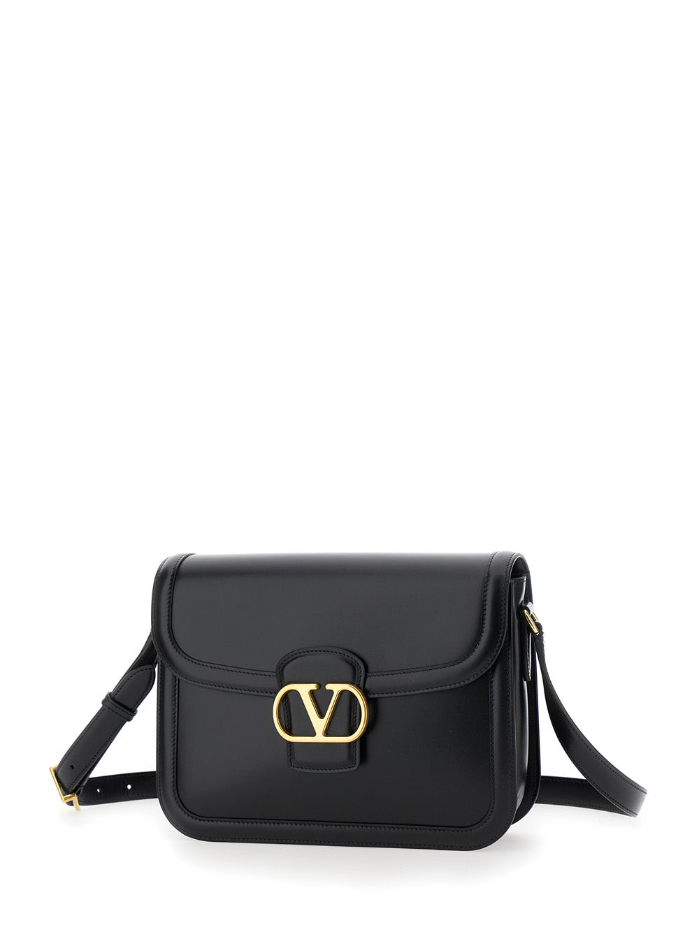 Valentino Garavani Men Black Shoulder Bag With Vlogo Detail On The Front In Leather Man