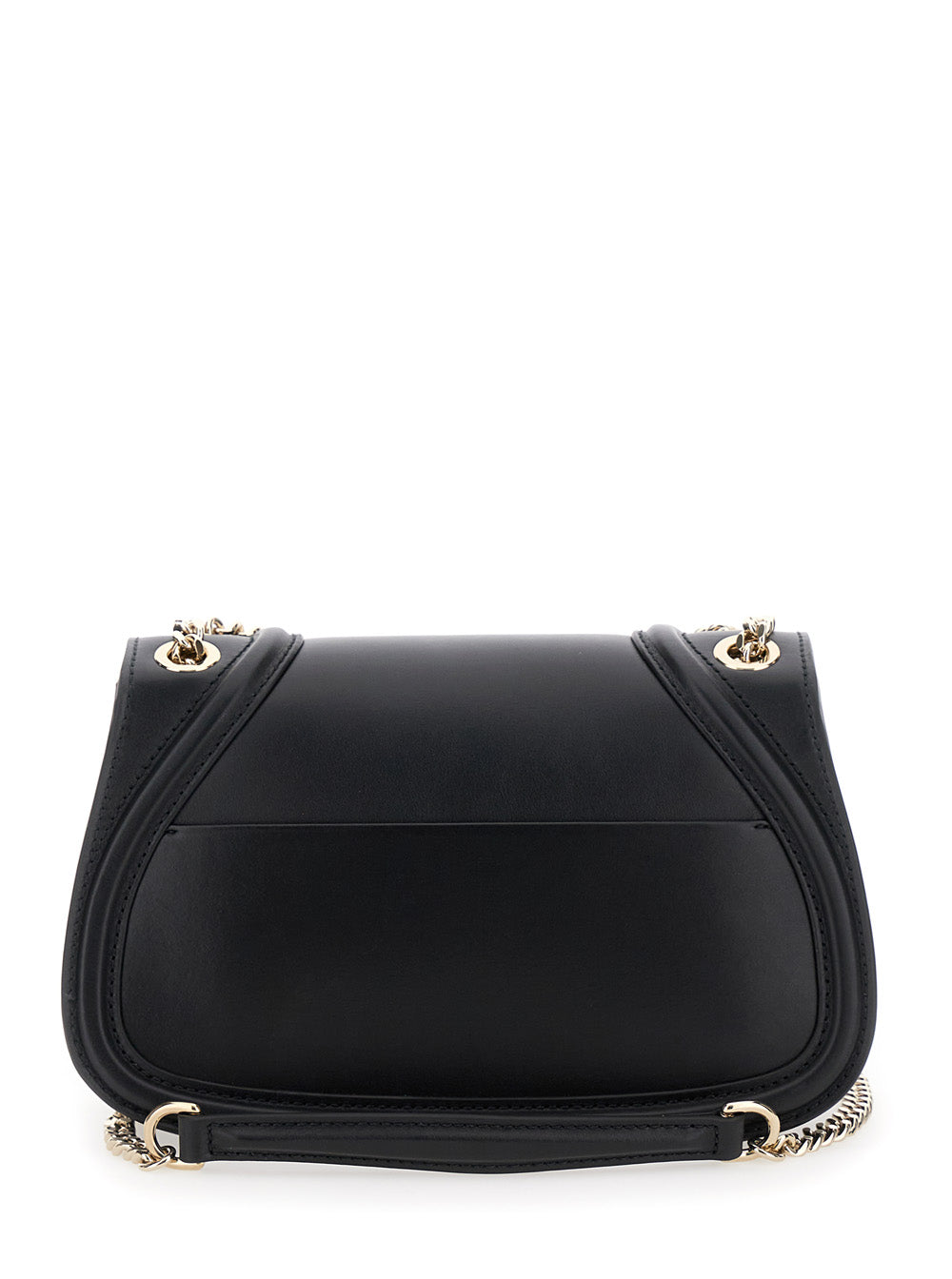 Gucci Women 'Blondie Small' Black Handbag With Metallic Gg Crossover On The Front And Chain Shoulder Strap In Leather Woman