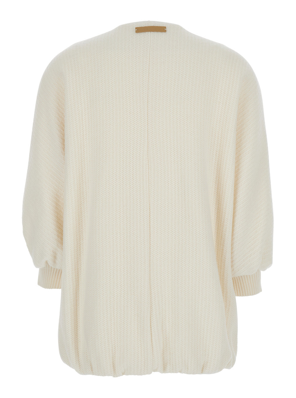 Max Mara Women 'Cirino' White Crewneck Knit Jacket With Logo Patch On The Rear In Wool And Cashmere Woman