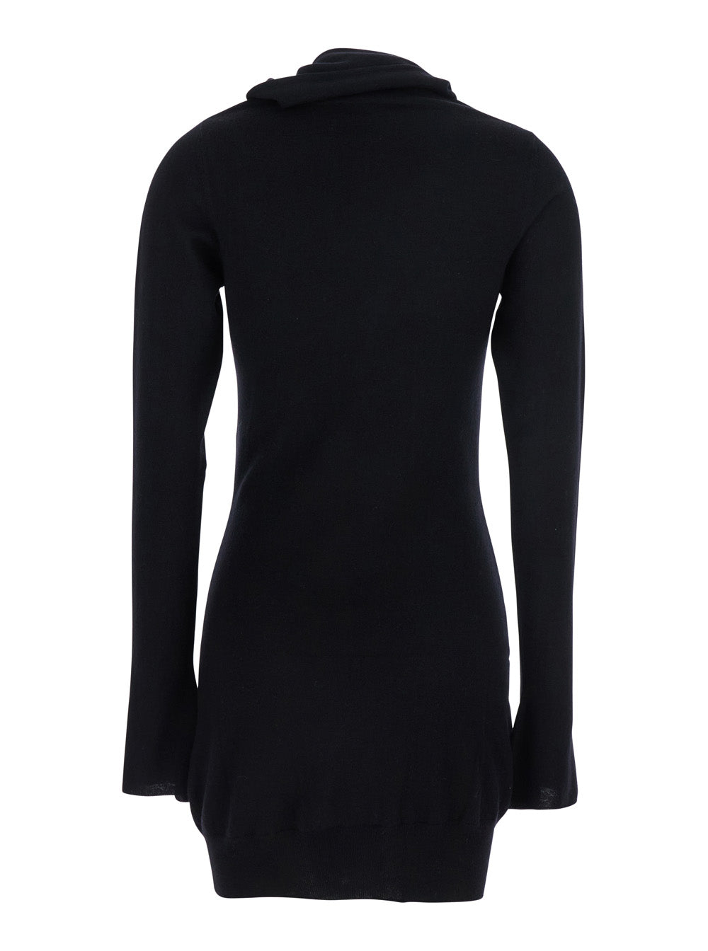 The Attico Women Black Mini Dress With Cowl Neck And Flared Sleeves In Wool And Cashmere Woman