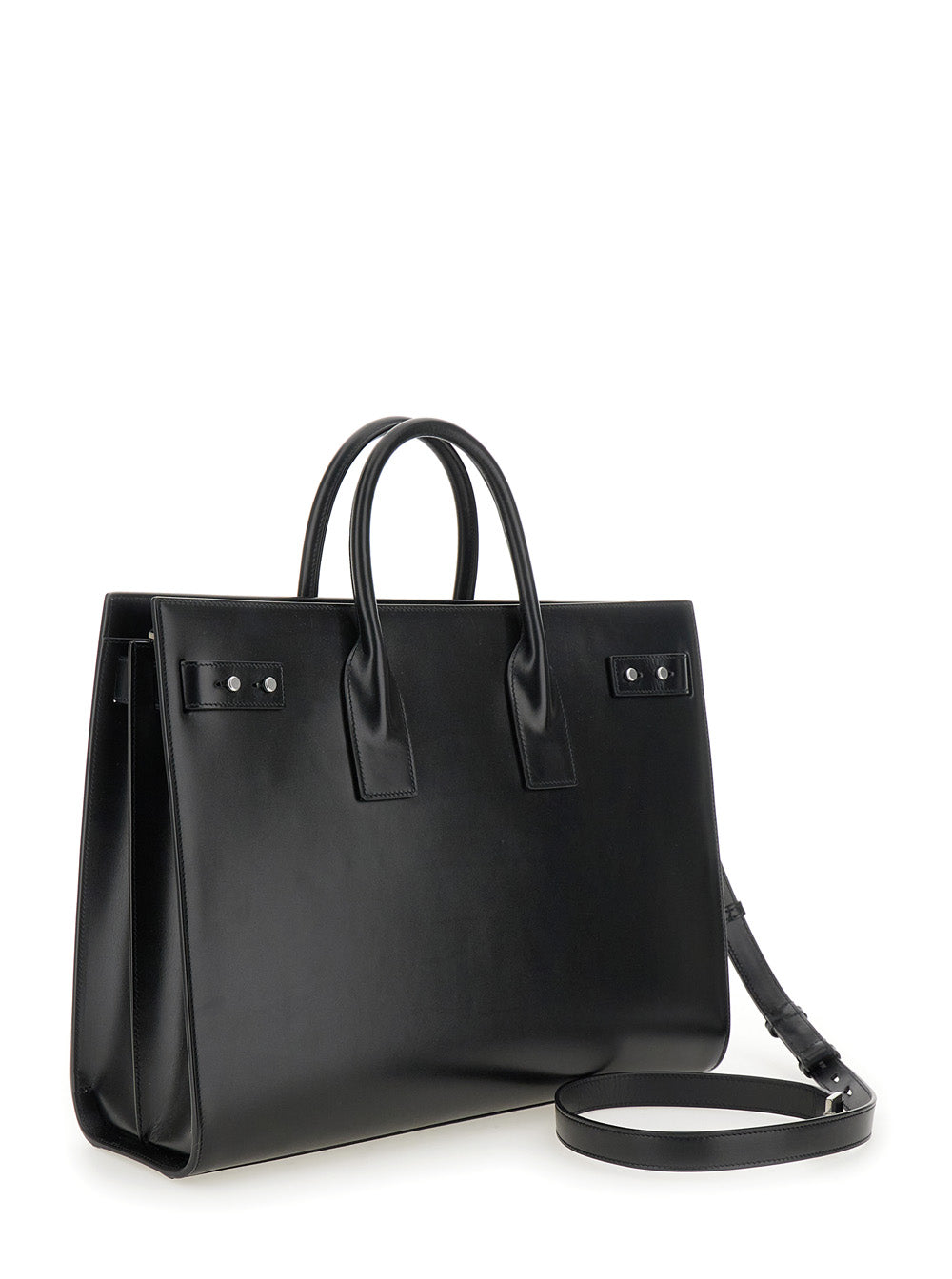 Saint Laurent Men Black Handbag With Adjustable And Removable Shoulder Strap In Leather Man