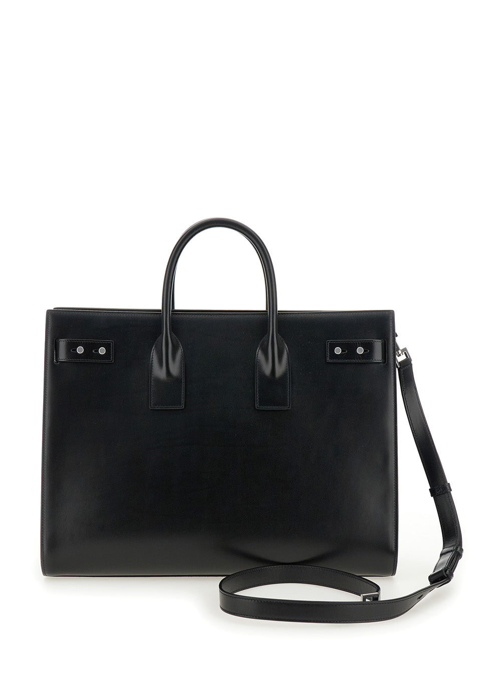 Saint Laurent Men Black Handbag With Adjustable And Removable Shoulder Strap In Leather Man