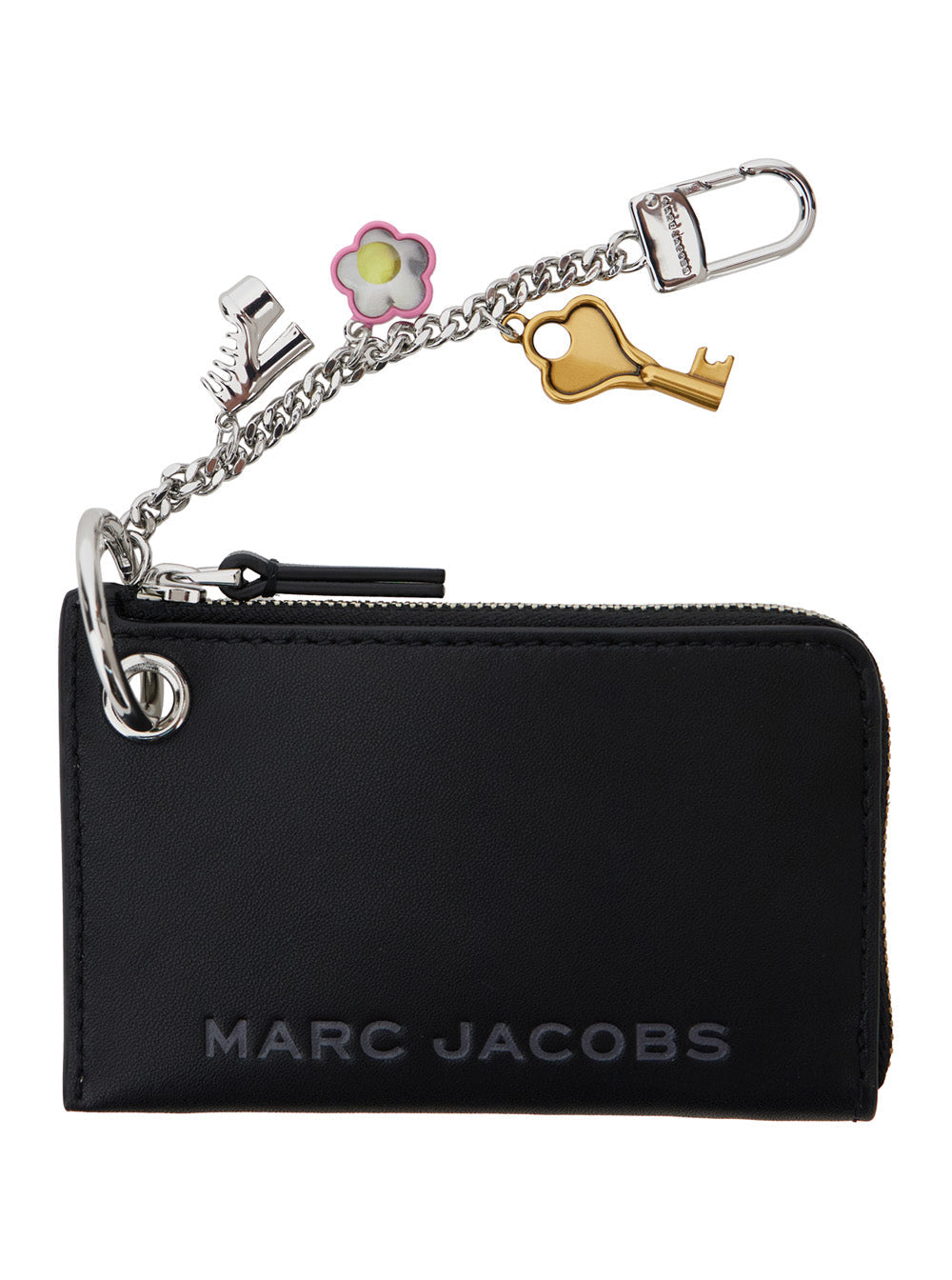 Marc Jacobs Women 'The Coin Purse Charm' Black Keychain With Logo Lettering On The Front And Charm Embellishments In Grained Leather Woman