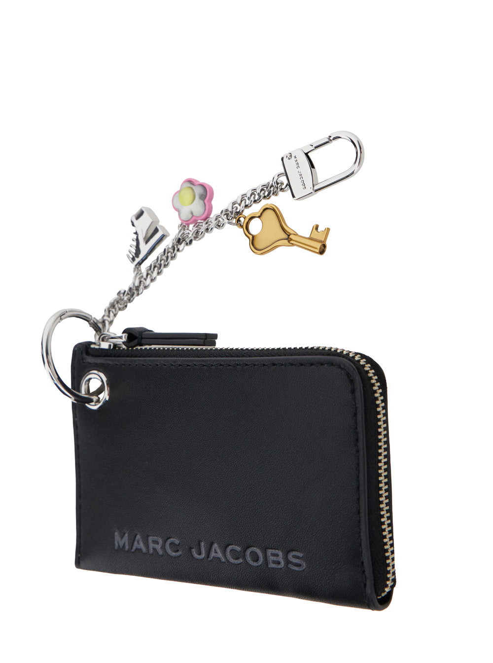 Marc Jacobs Women 'The Coin Purse Charm' Black Keychain With Logo Lettering On The Front And Charm Embellishments In Grained Leather Woman