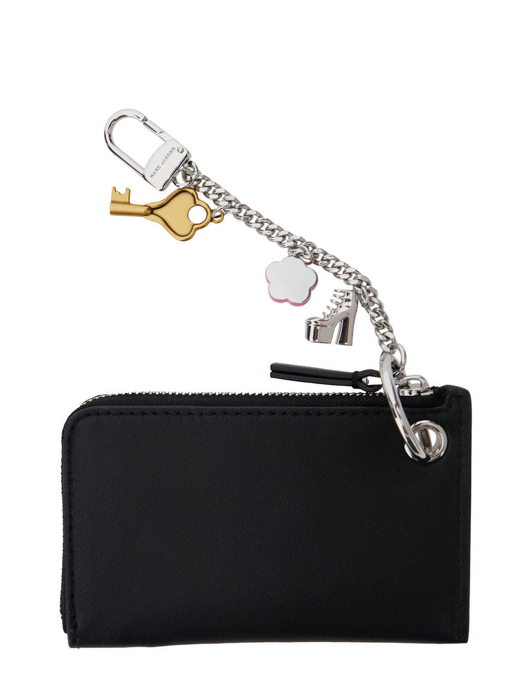 Marc Jacobs Women 'The Coin Purse Charm' Black Keychain With Logo Lettering On The Front And Charm Embellishments In Grained Leather Woman