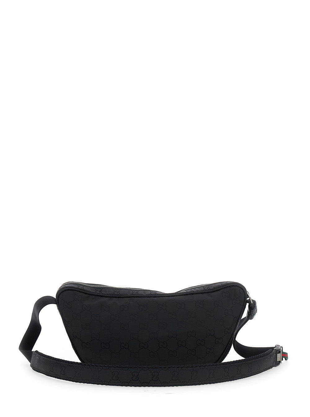 Gucci Men Black Pouch With Adjustable Waist Strap And Logo Lettering On The Front In Gg Canvas Man