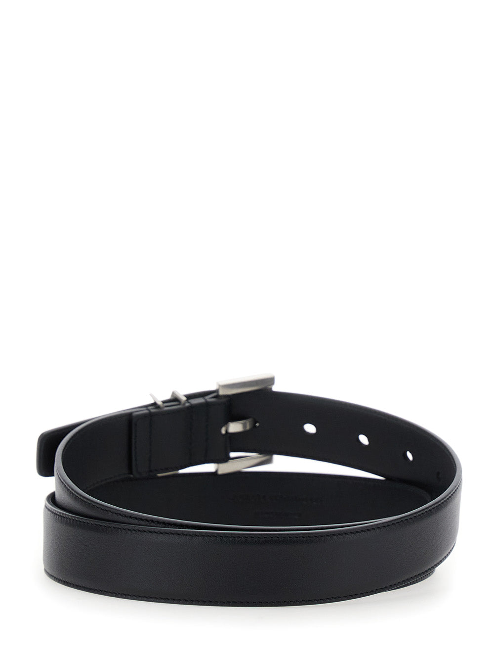 Saint Laurent Women Belt With Cassandre Plate On The Front And Square Buckle In Black Leather For Women